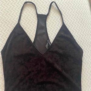 Black velvet tank top crop top